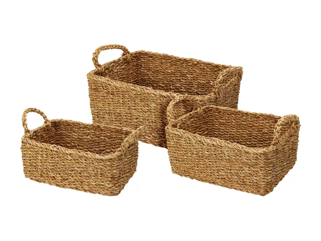Well Home Ensemble de 3 paniers rectangulaires de couleur naturelle