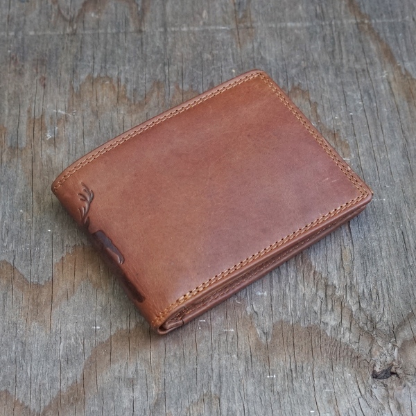 Komibibörse 2 Klappen Rückenprägung .780 cognac