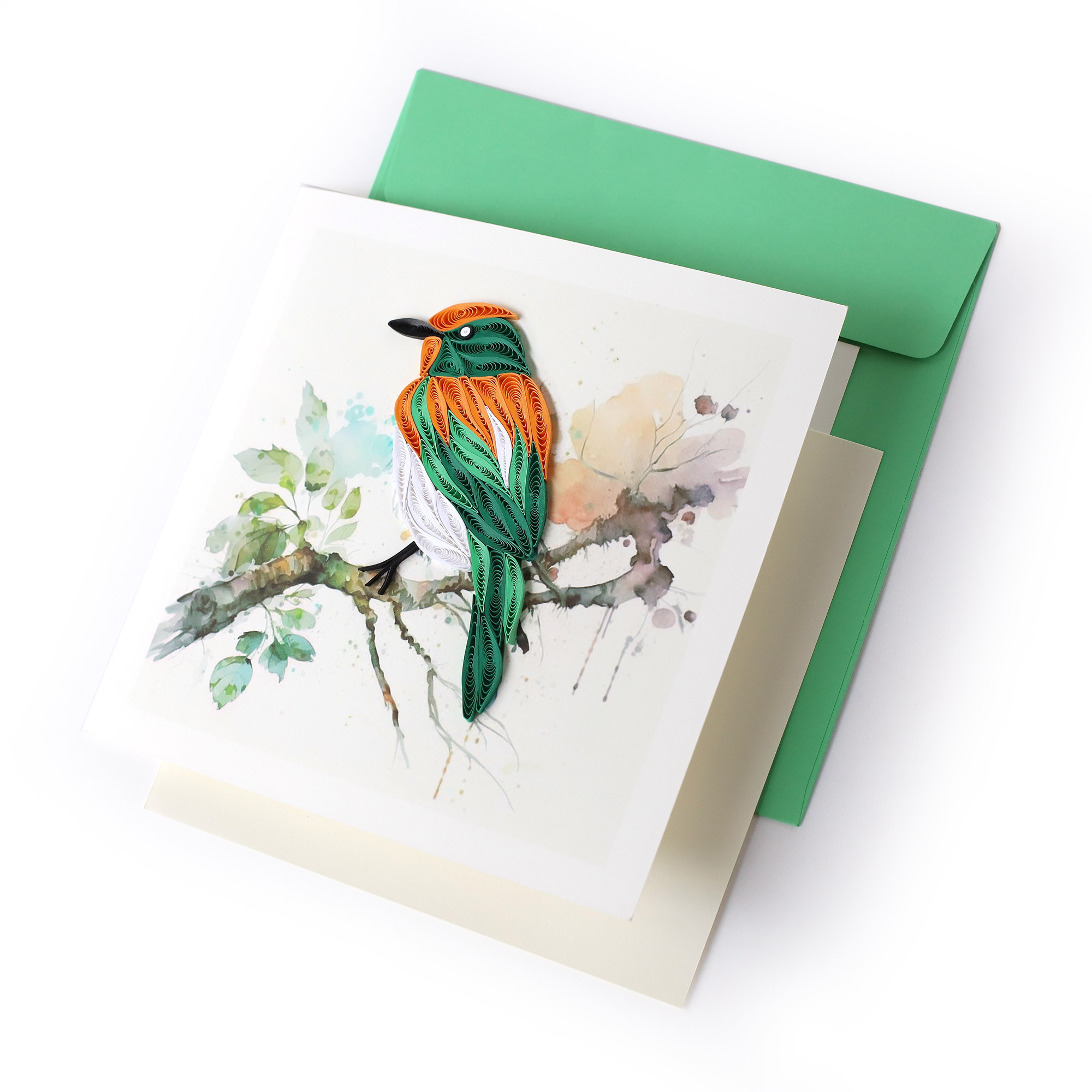 Grußkarte 'Vogel auf Ast', B 15 cm, H 15 cm günstig bestellen