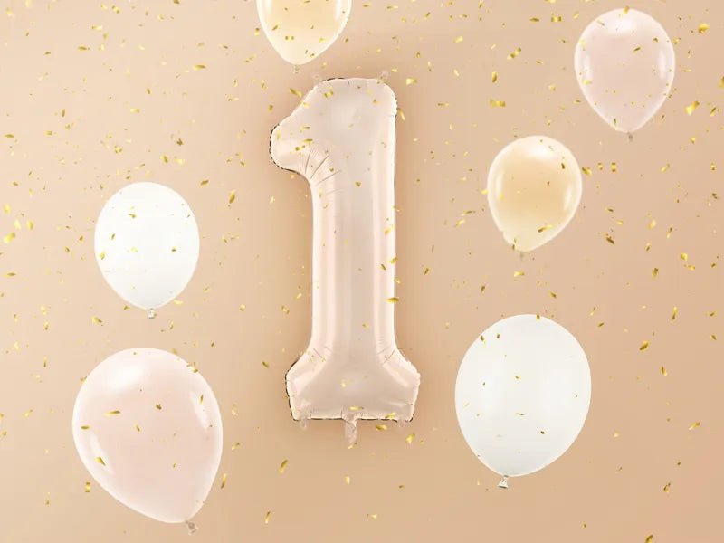 1 Jaar Cijfer Ballon Beige 72cm