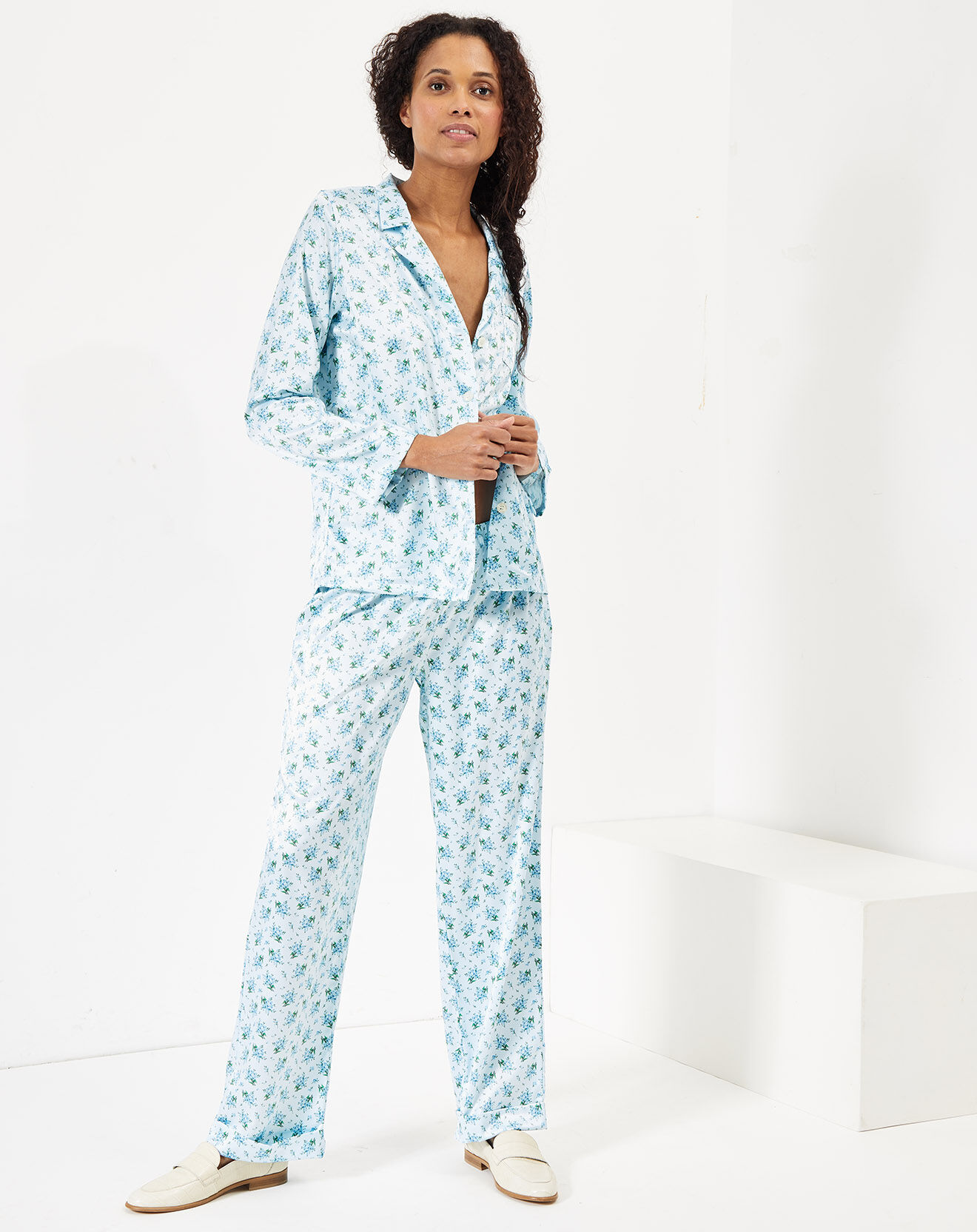 Quartier Latin Pyjama satiné Clarisse imprimé bleu ciel