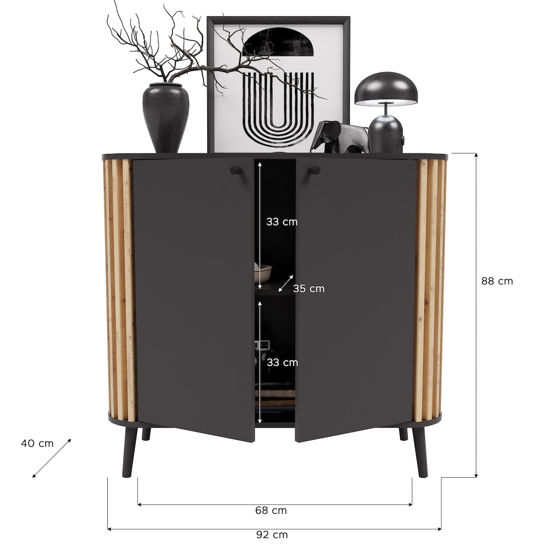 Kommode PURE 92 x 88 cm grau-Dekor/Eiche-Dekor