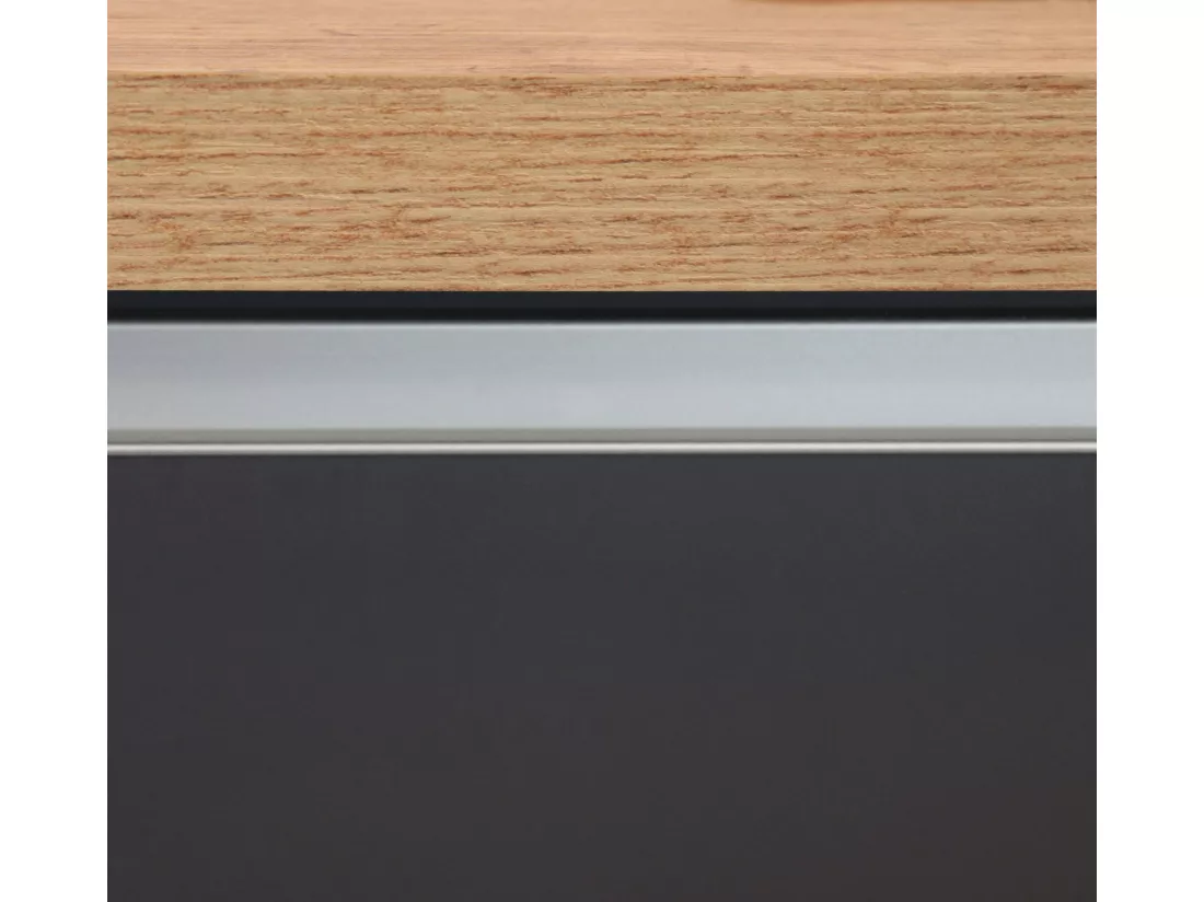 Îlot de cuisine Dcarnelo, Armoire polyvalente, Meuble de kitchenette, Table auxiliaire, 100% Made in Italy, 155x90h90 cm, Anthracite et Chêne
