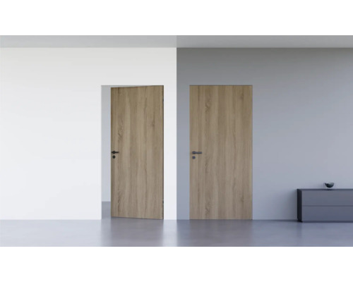 Pertura inbouw binnendeur Vidar HPL eikengrijs 883x2001 mm incl. inbouw blokkozijn, magneetslot, roestvrij staal, DIN links, tegendraaiend (naar binnen)