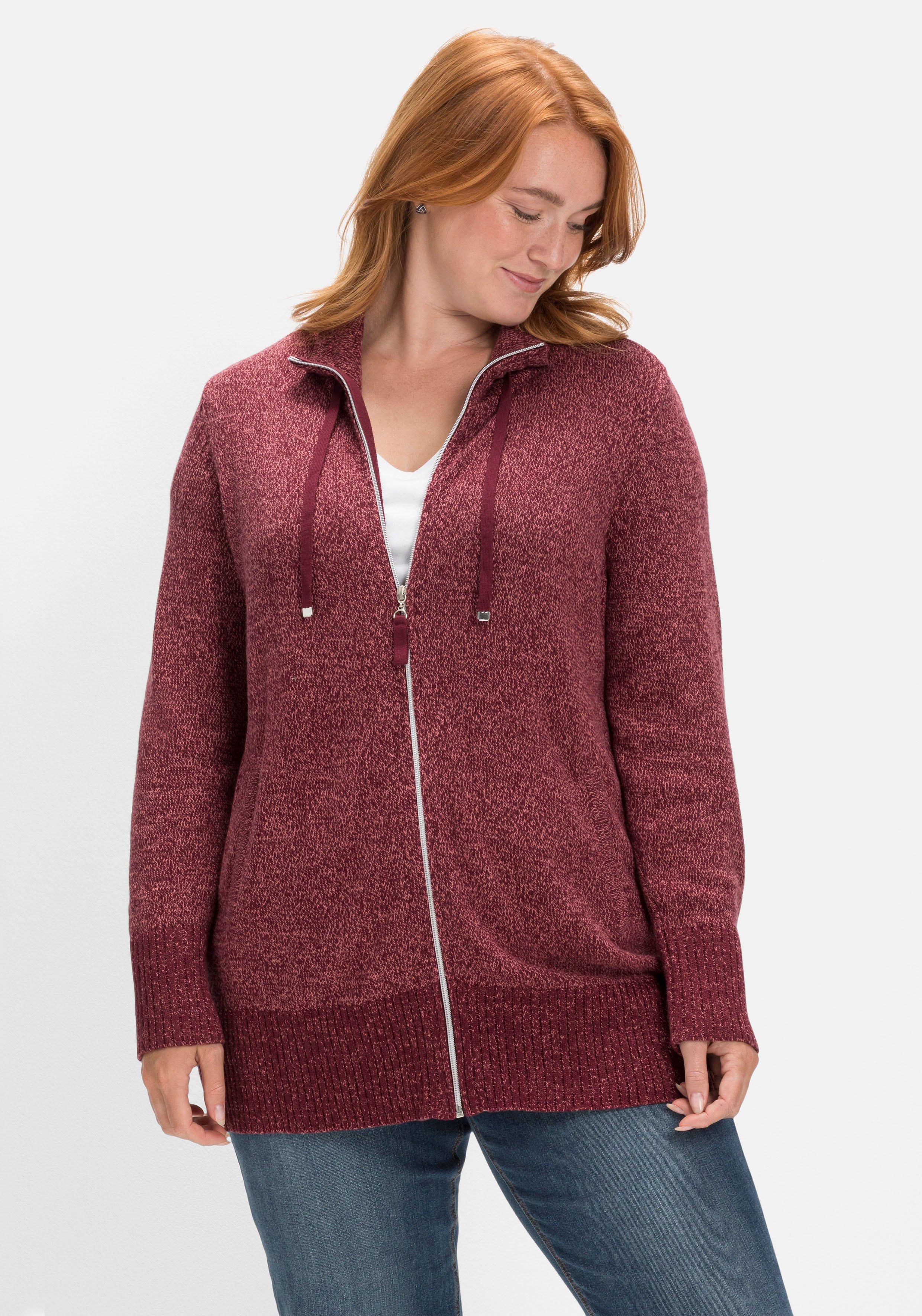Strickjacke mit Stehkragen und Reißverschluss