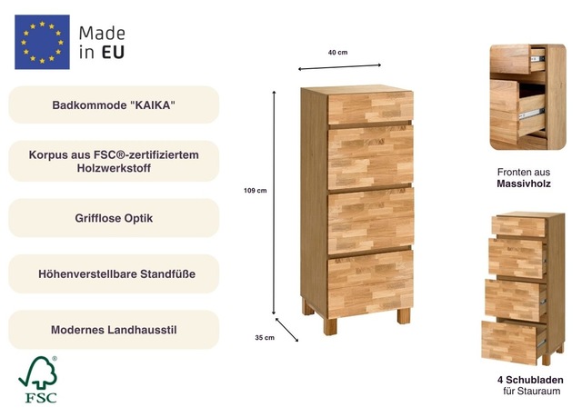 Home affaire Badkommode »Kaika« Breite 40 cm