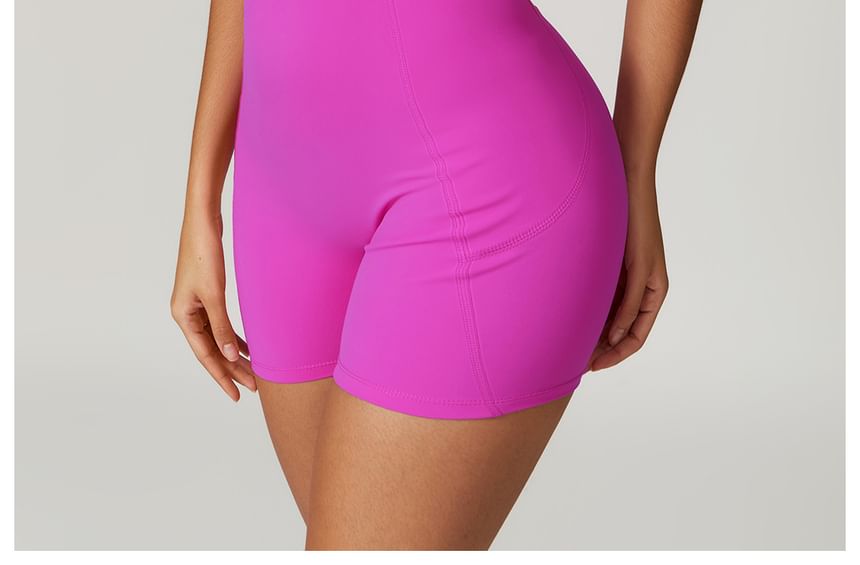 Skinniano - Yoga romper met spaghettibandjes en effen paneel