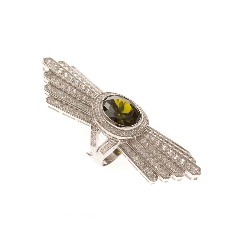 Bague Argent Noeud Papillon Péridot