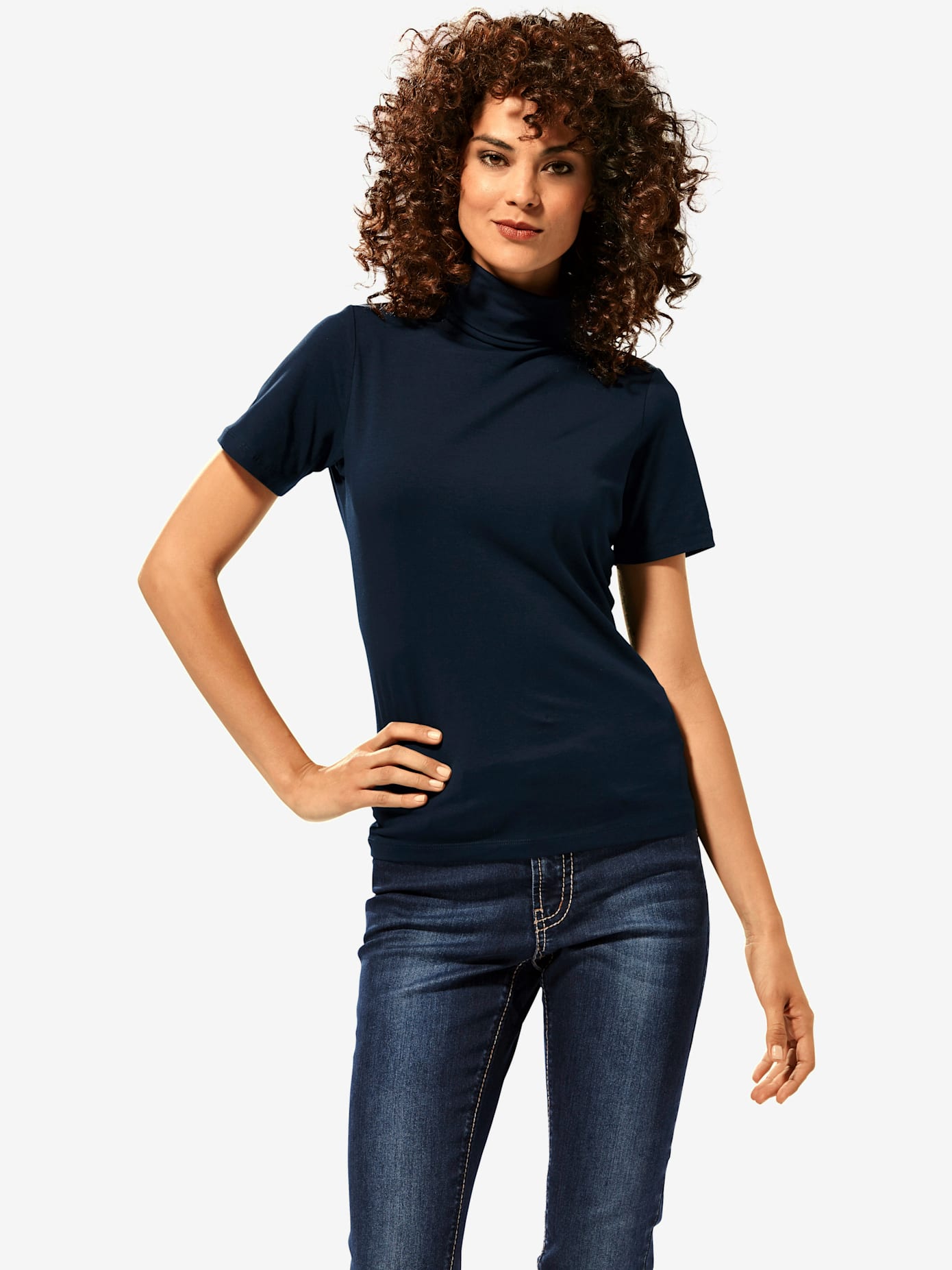 T-shirt col roulé basique facile à associer avec joli col roulé