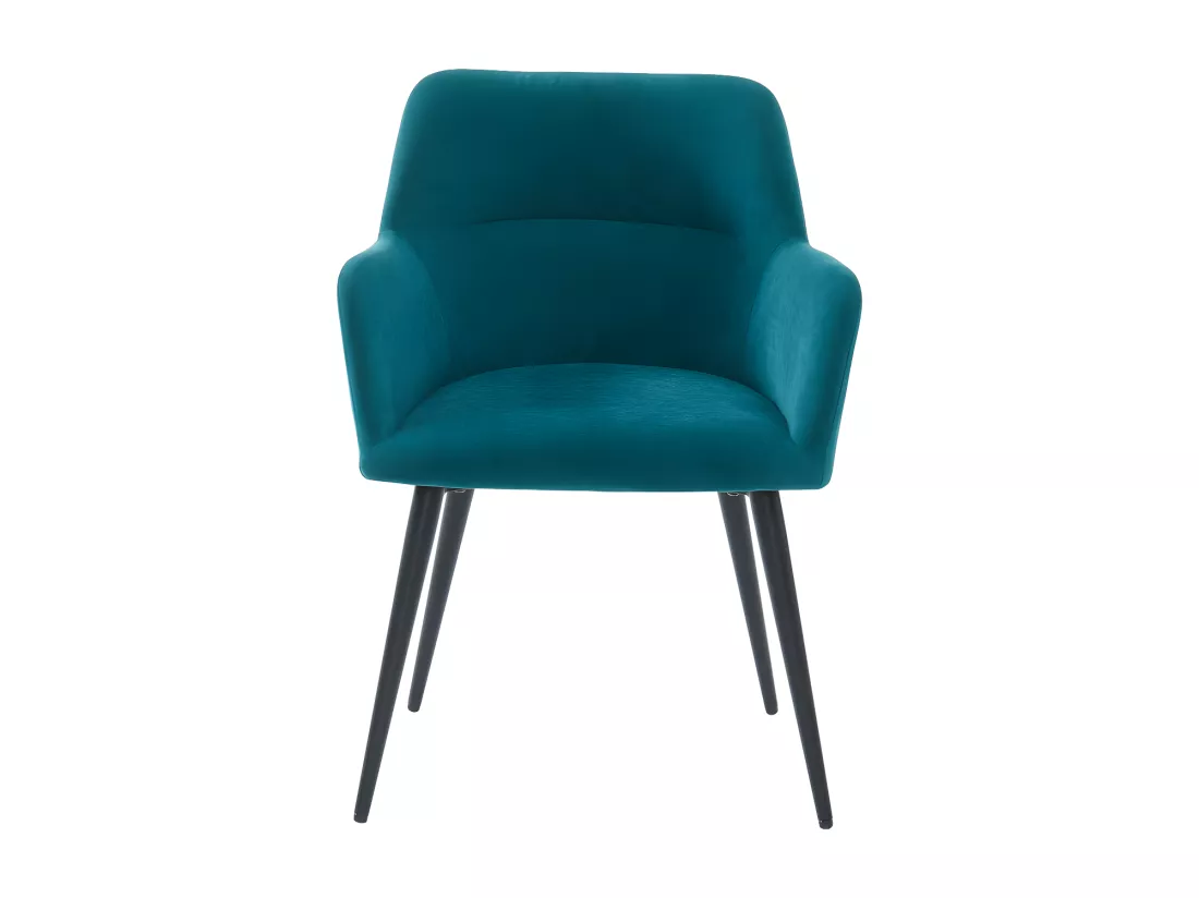 Lot de 2 chaises avec accoudoirs en tissu et métal noir - Bleu - HEKA