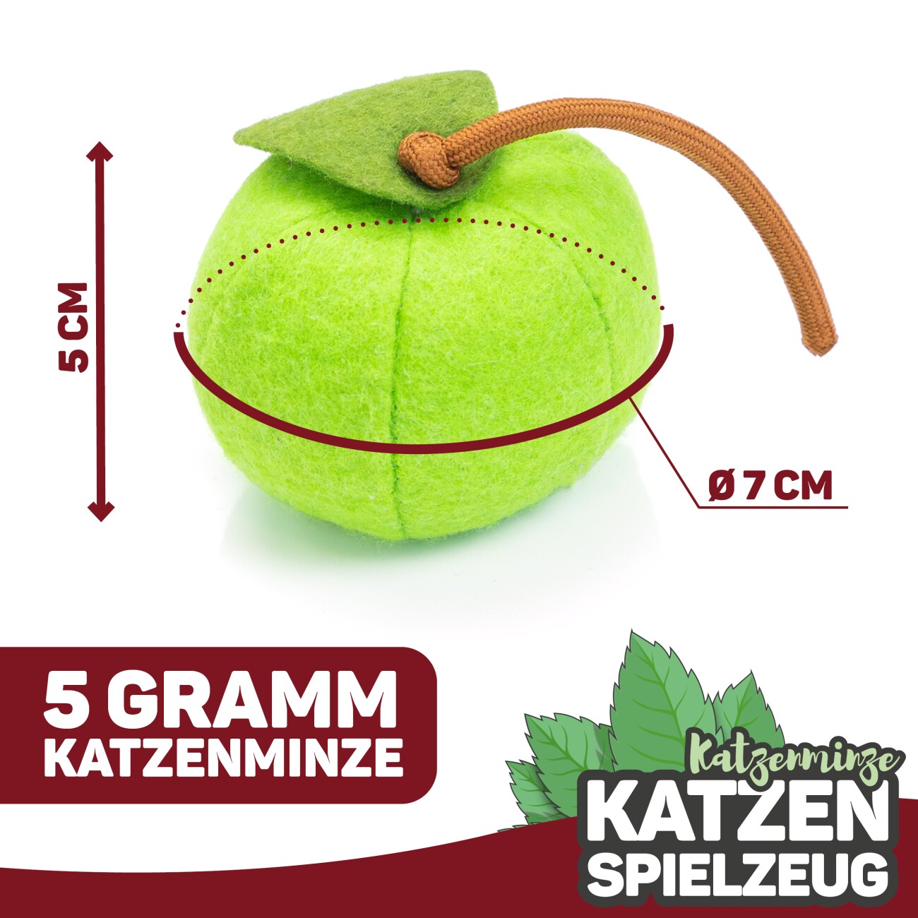 Canadian Cat Company Katzenminze Grüner Apfel | handgefertigtes Filz-Spielkissen