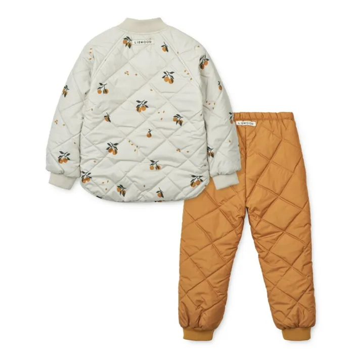 Liewood Veste + Jogger Matières Recyclées Matelassé Pêches Anniston | Ecru