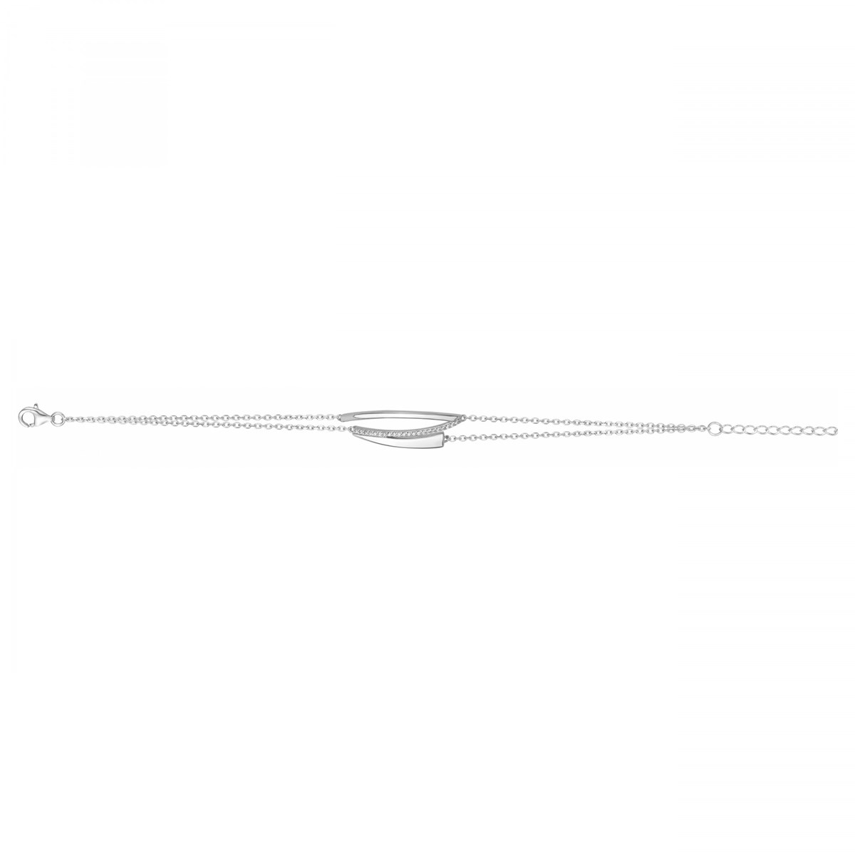 Bracelet souple mono-motif en Argent avec oxyde de zirconium blanc