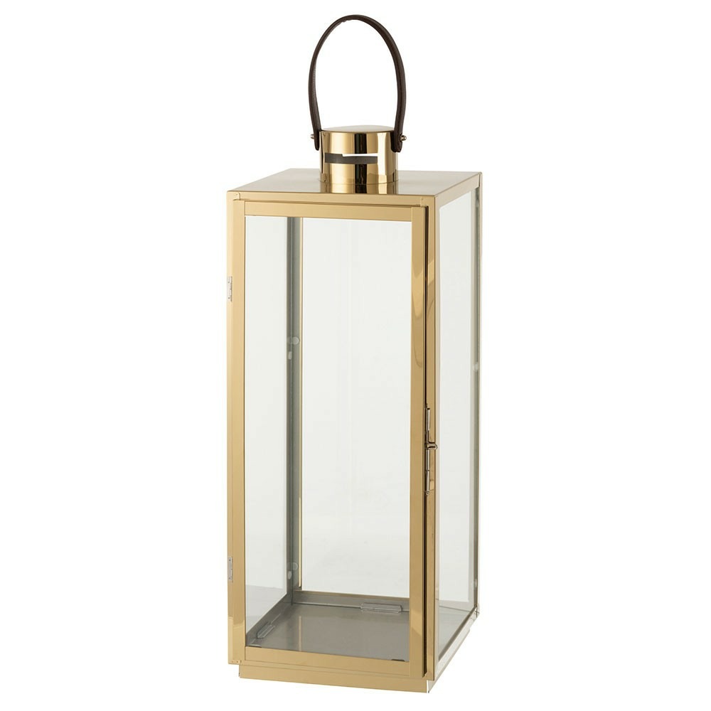 Lanterne carree metal/verre or