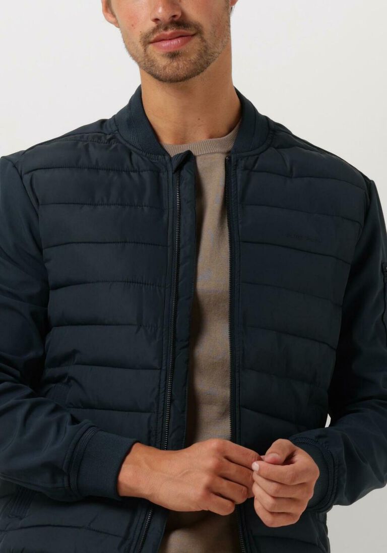 PURE PATH donkerblauwe pure path gewatteerde jas padded jacket with front and sleeve pockets