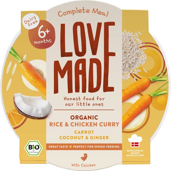Lovemade Babymaaltijd Rijst+Kip Curry 6+ Maanden (185 gr)