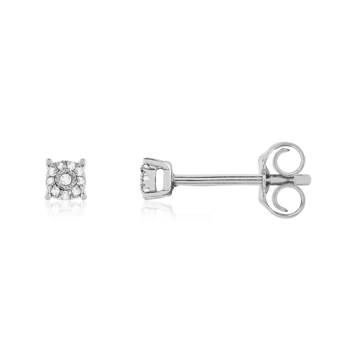 Boucles d'oreilles or 375 blanc diamants