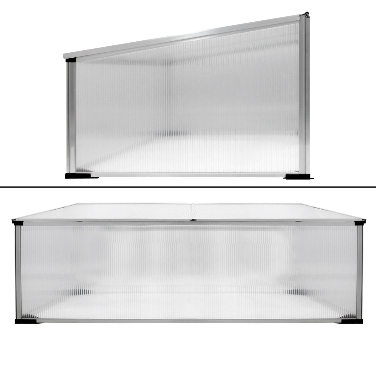 ECD Germany Aluminium Kweekkas met Tweedelig Dak, 100x60x40 cm, 0,6 m² Oppervlakte, Gemaakt van Transparant Polycarbonaat, Weerbestendig, Kweekkas Tomatenkas Plantenkas