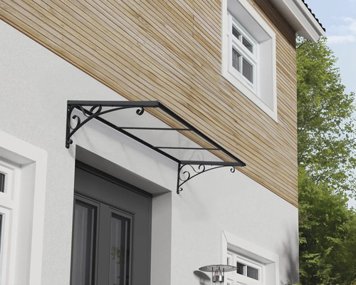 PALRAM-Canopia rechthoekige luifel Venus helder 1360x880x355 mm aluminium gepoedercoat grijs RAL 7016
