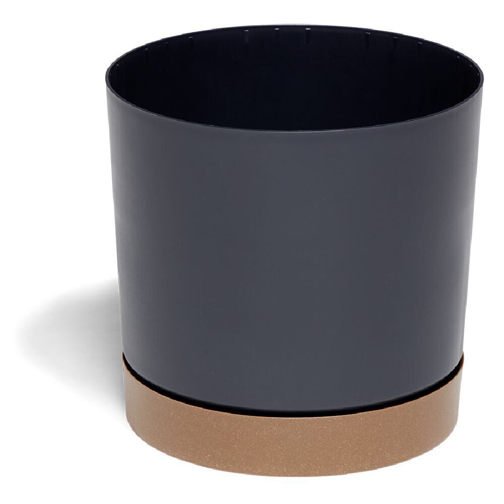 Pot de jardin Tubo plastique gris avec soucoupe marron Ø39cm