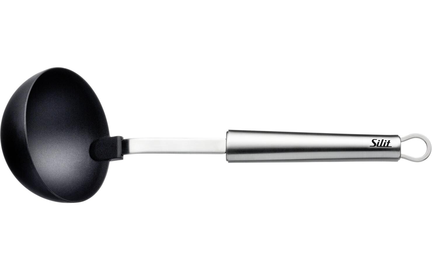 Suppenlöffel Classic Line Schwarz/SilberSchöpflöffel für Suppen mit Griff aus rostfreiem Edelstahl