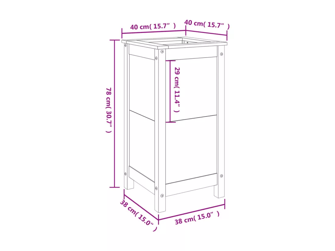 Jardinière bac lit surélevé bois marron 40 x 40 x 78 cm 02_0037581