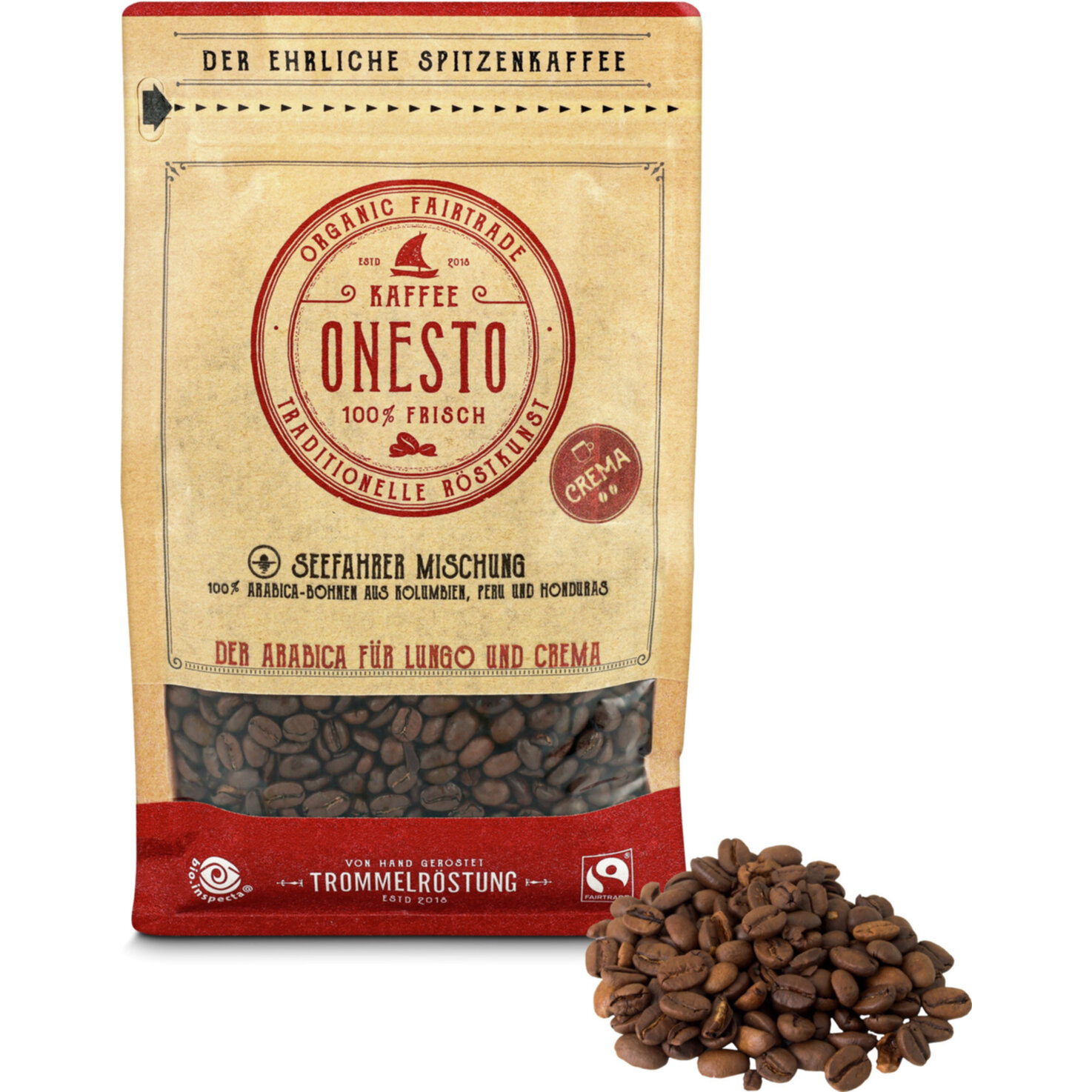 Onesto Bio Bohnenkaffee Seehallen Mischung Crema