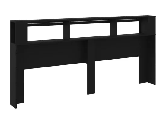 Tête de lit à LED noir 220x18,5x103,5 bois d'ingénierie