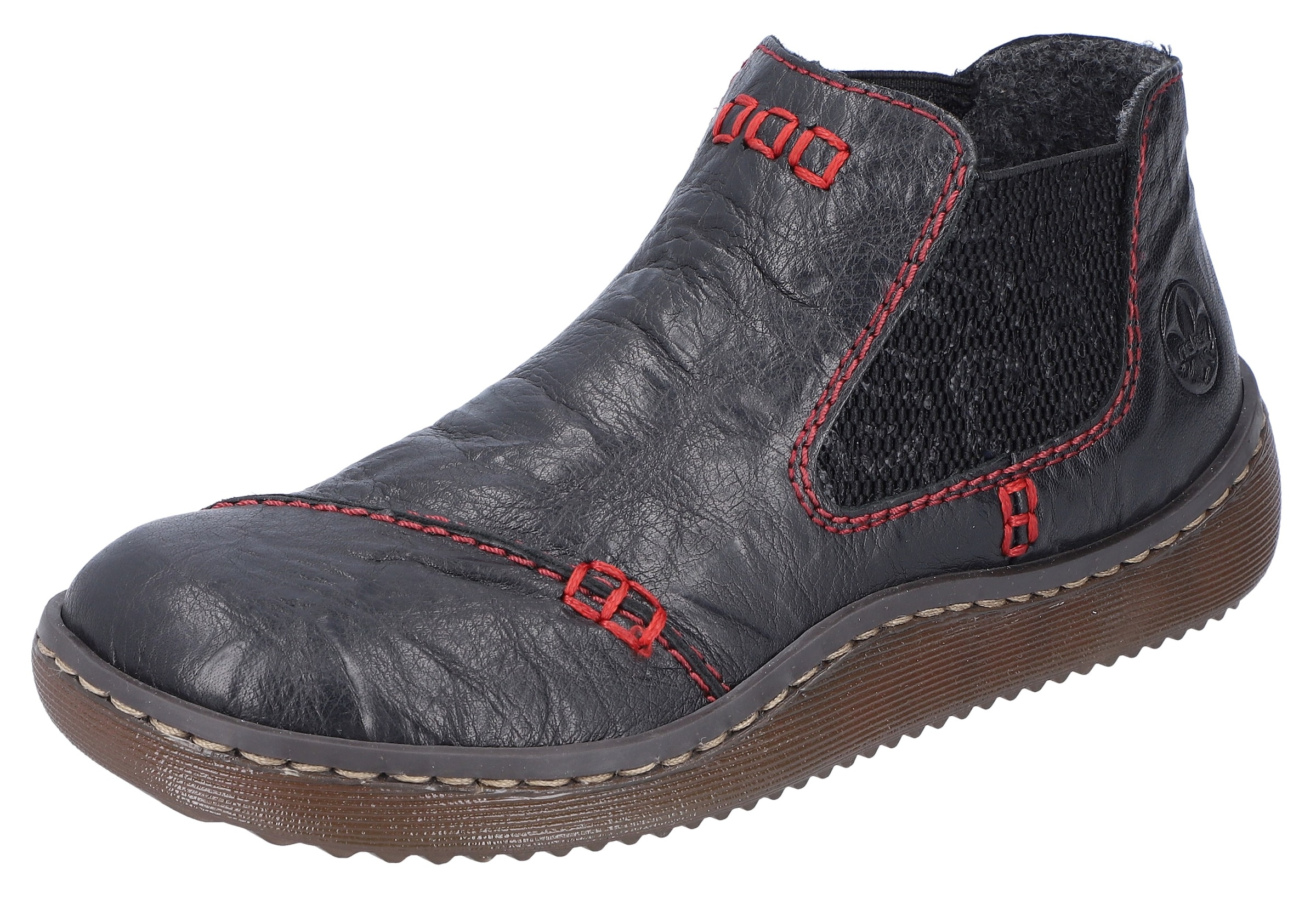 Rieker Chelseaboots  , Stiefelette, Boots, Schlupfschuh mit gemustertem Stretcheinsatz