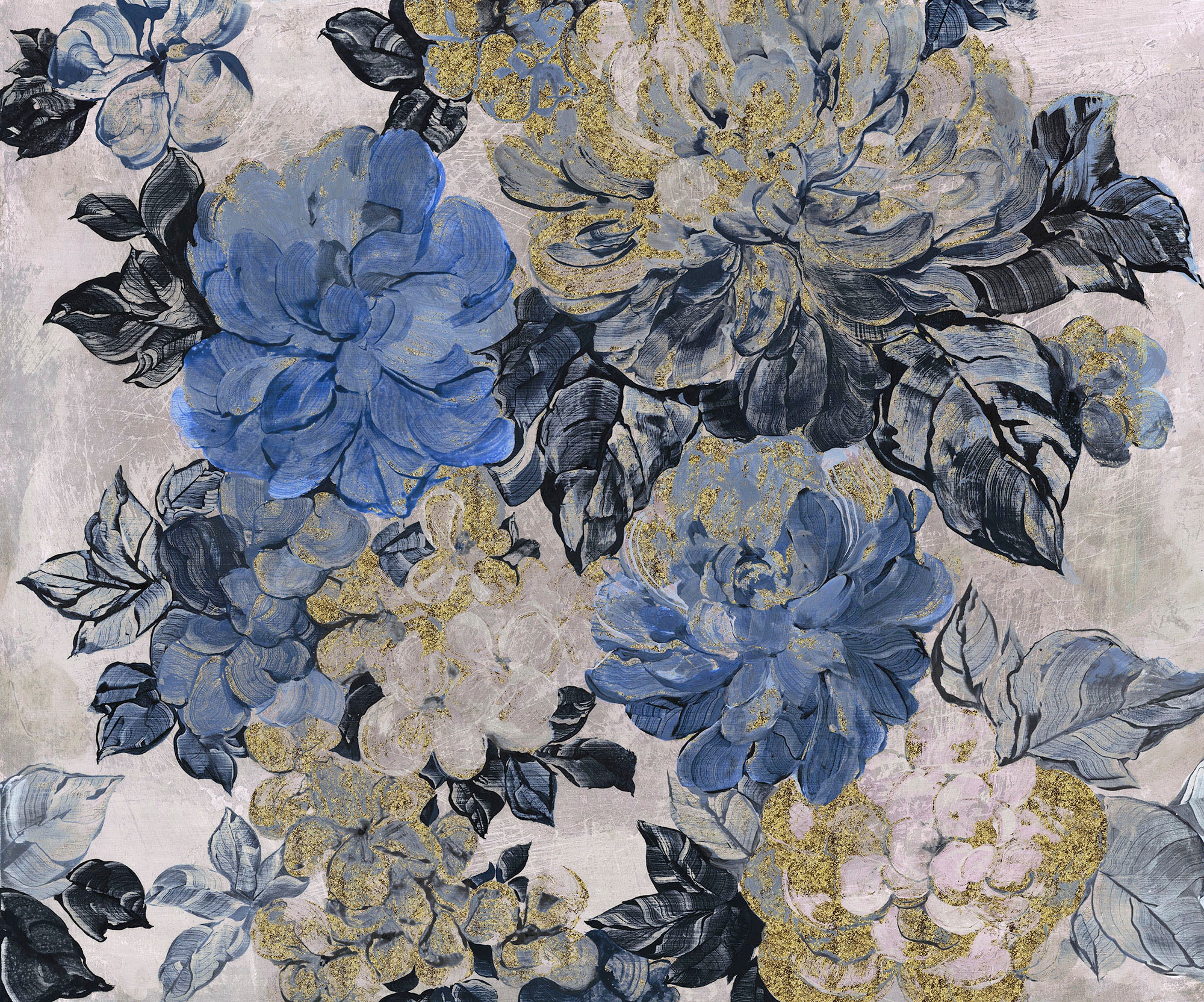 Komar Fototapete »Digitaldruck Vlies -  Vintage blue Garden - Grösse 300 x 250 cm« bedruckt glatt Wohnzimmer, Schlafzimmer