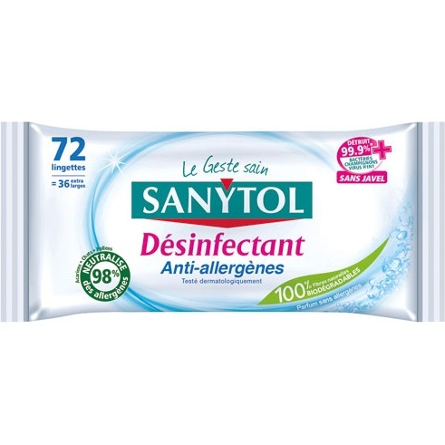 Lingettes - désinfectantes - nettoyantes - multi-usages Anti-allergènes - s