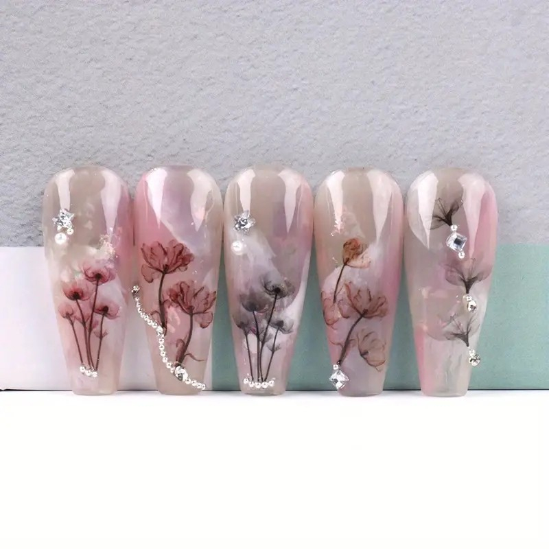 (80-tlg. Set) Nagel Sticker Nail Art Tattoo Selbstklebende Vintage Aufkleber Blumen - Bunt
