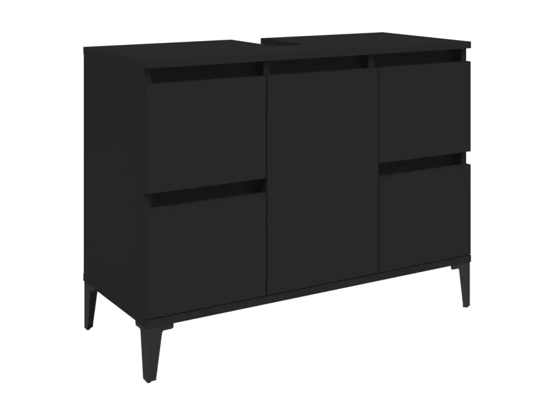 Meuble d'évier noir 80x33x60 cm bois d'ingénierie