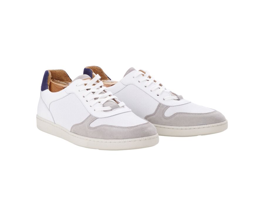 Sneakers homme cuir Velours Gris Clair et Cuir Blanc - BORONIA