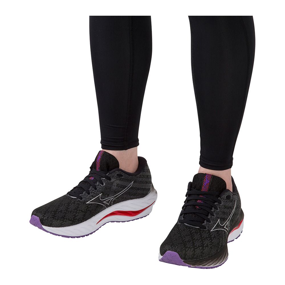Mizuno WAVE INSPIRE 19 - Chaussures running Femme black/silver/bittersweet