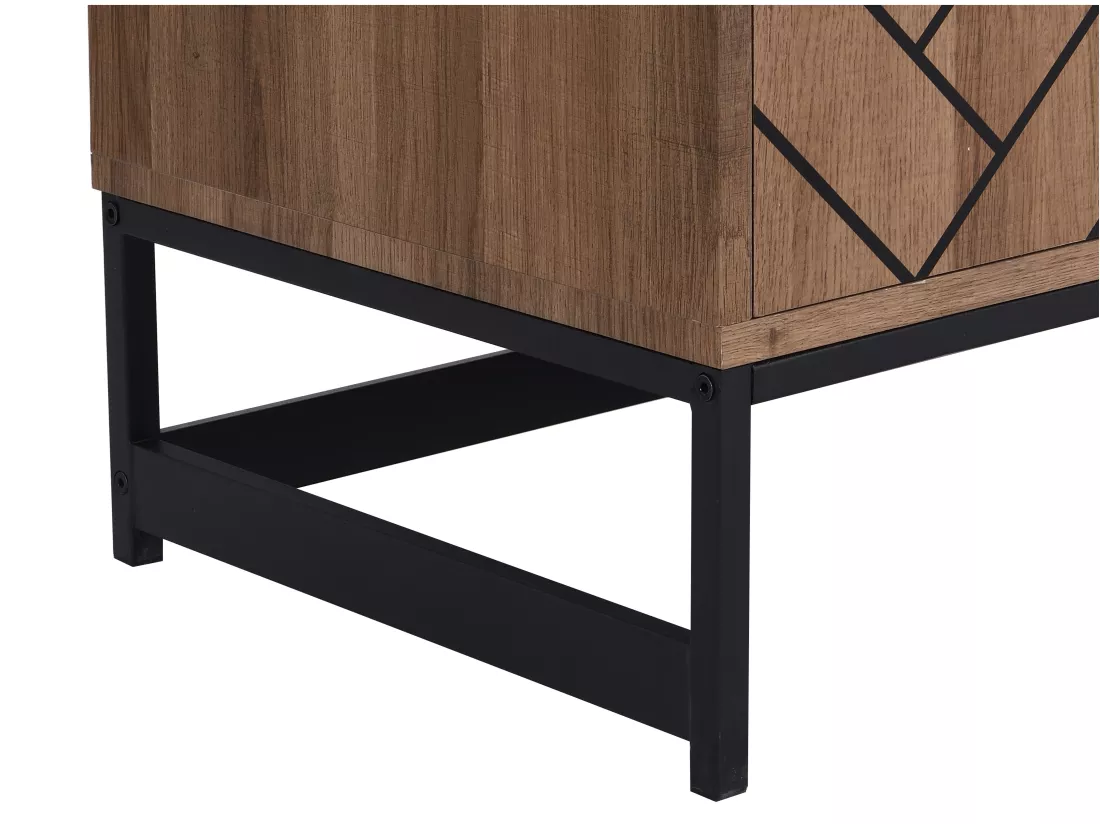 Buffet 3 portes et 3 tiroirs - MDF - Naturel et noir - CARATANA