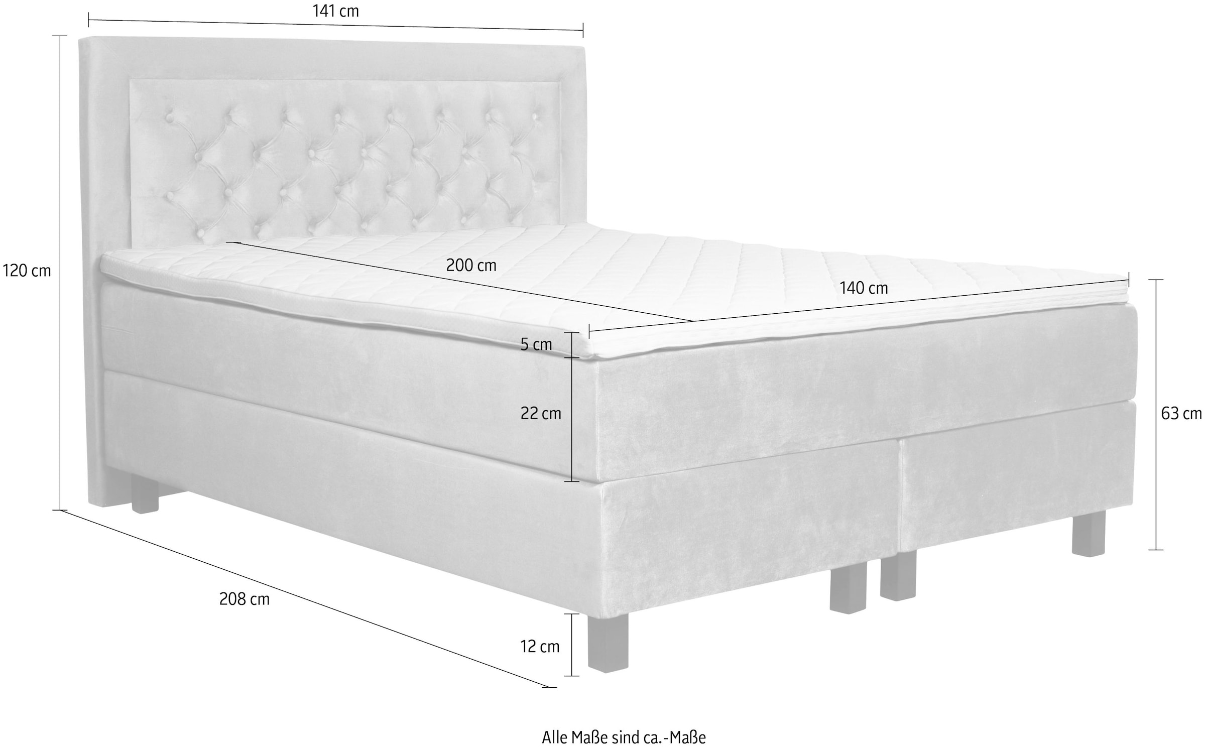 Leonique Boxspringbett »Jeanne« inkl. Topper mit Taschen-Federkernmatratze