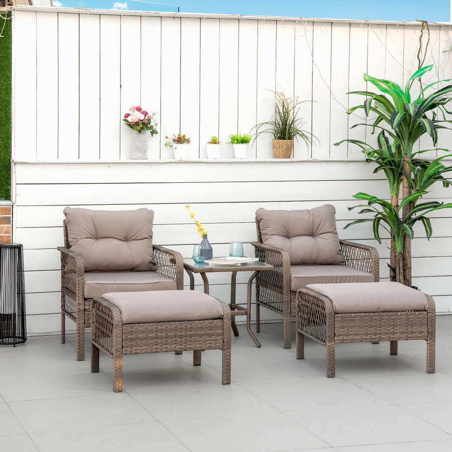 Outsunny Rattan Sitzgarnitur 5-teilig braun