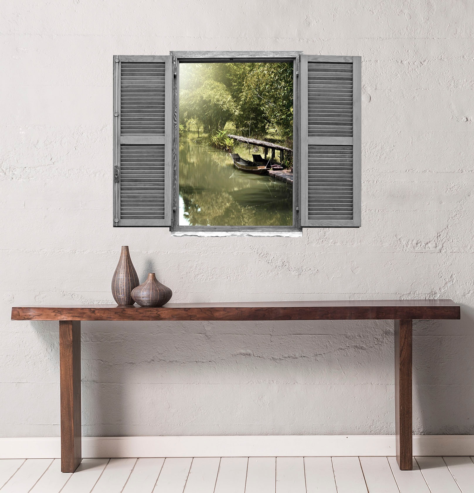 queence Wandtattoo »Asiatischer Dschungel mi« Wandsticker, Wandbild, selbstklebend, 3D, Fenster