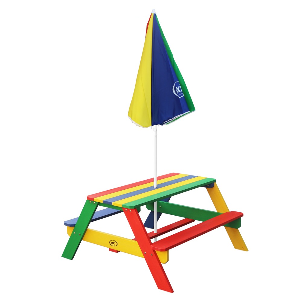 Axi nick table pique nique avec parasol multicouleur