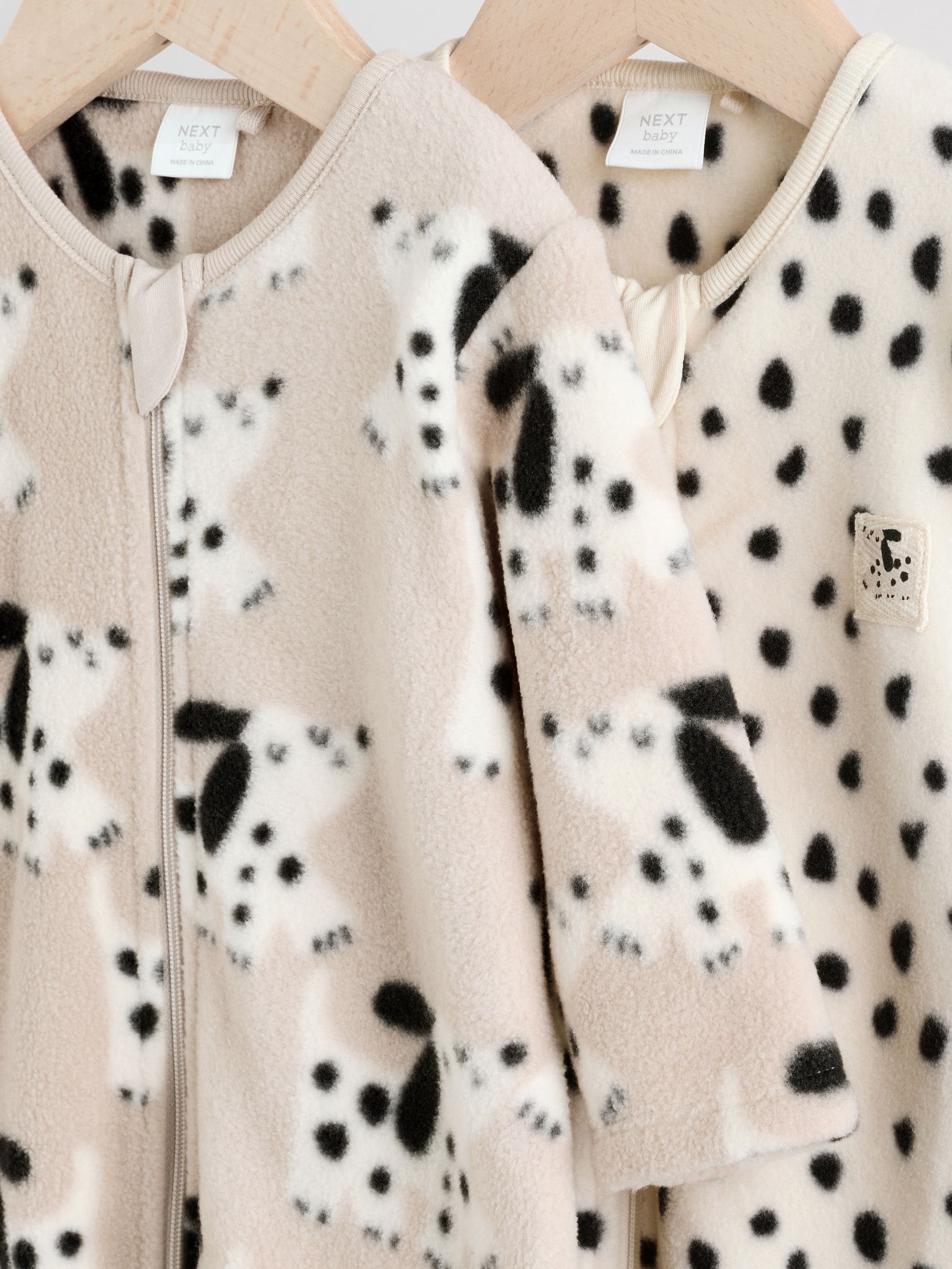 Neutraal - Set van 2 baby-onesies van microfleece met tweewegrits