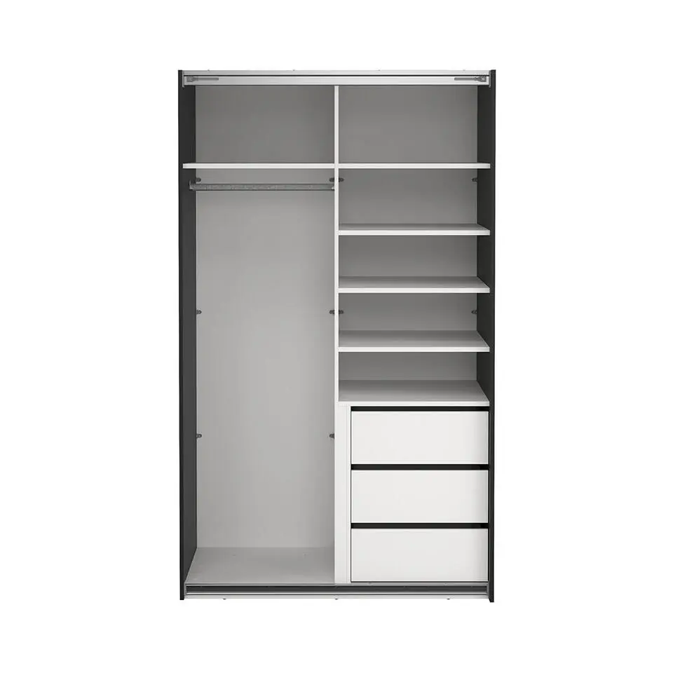 Hioshop Catania schuifdeurkast 2 deuren 120x200cm mat zwart