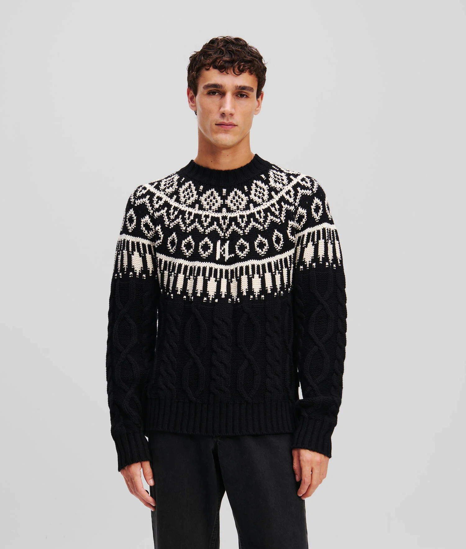 PULL À MOTIF FAIRISLE KL MONOGRAM - Noir