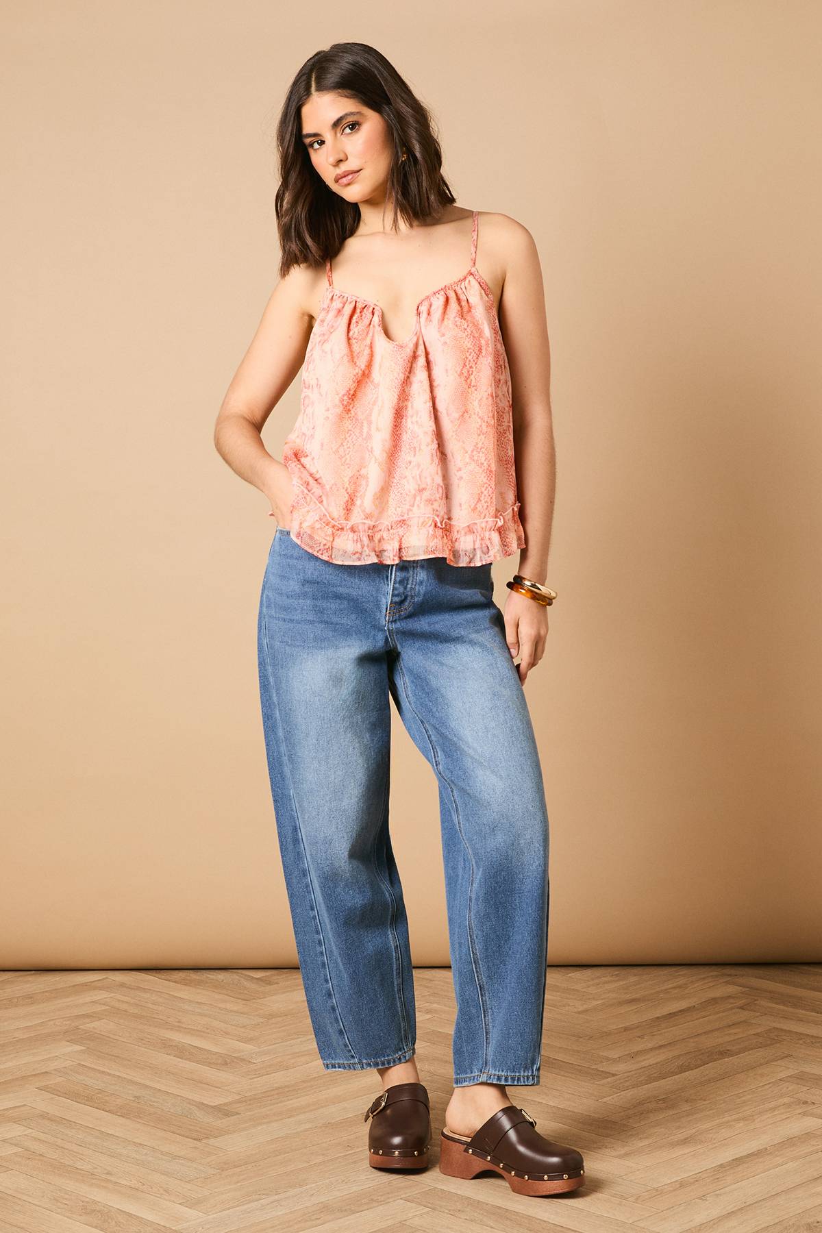 Oasis Haut Caraco Babydoll Imprimé à Détails Volantés