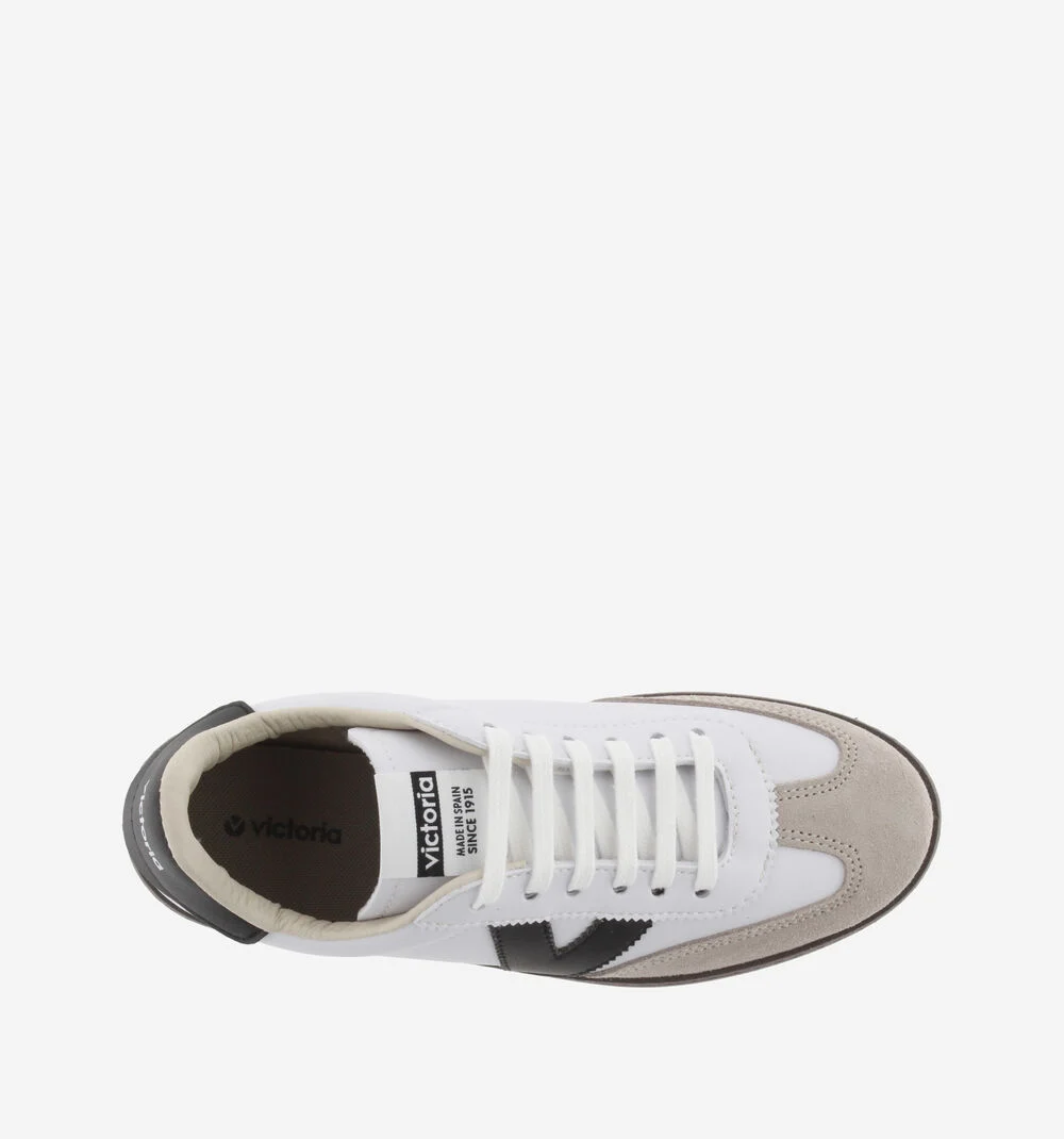 BERLÍN CYCLISTE EFFET CUIR & CUIR FENDU Baskets unisexes à semelles marron BLANCO