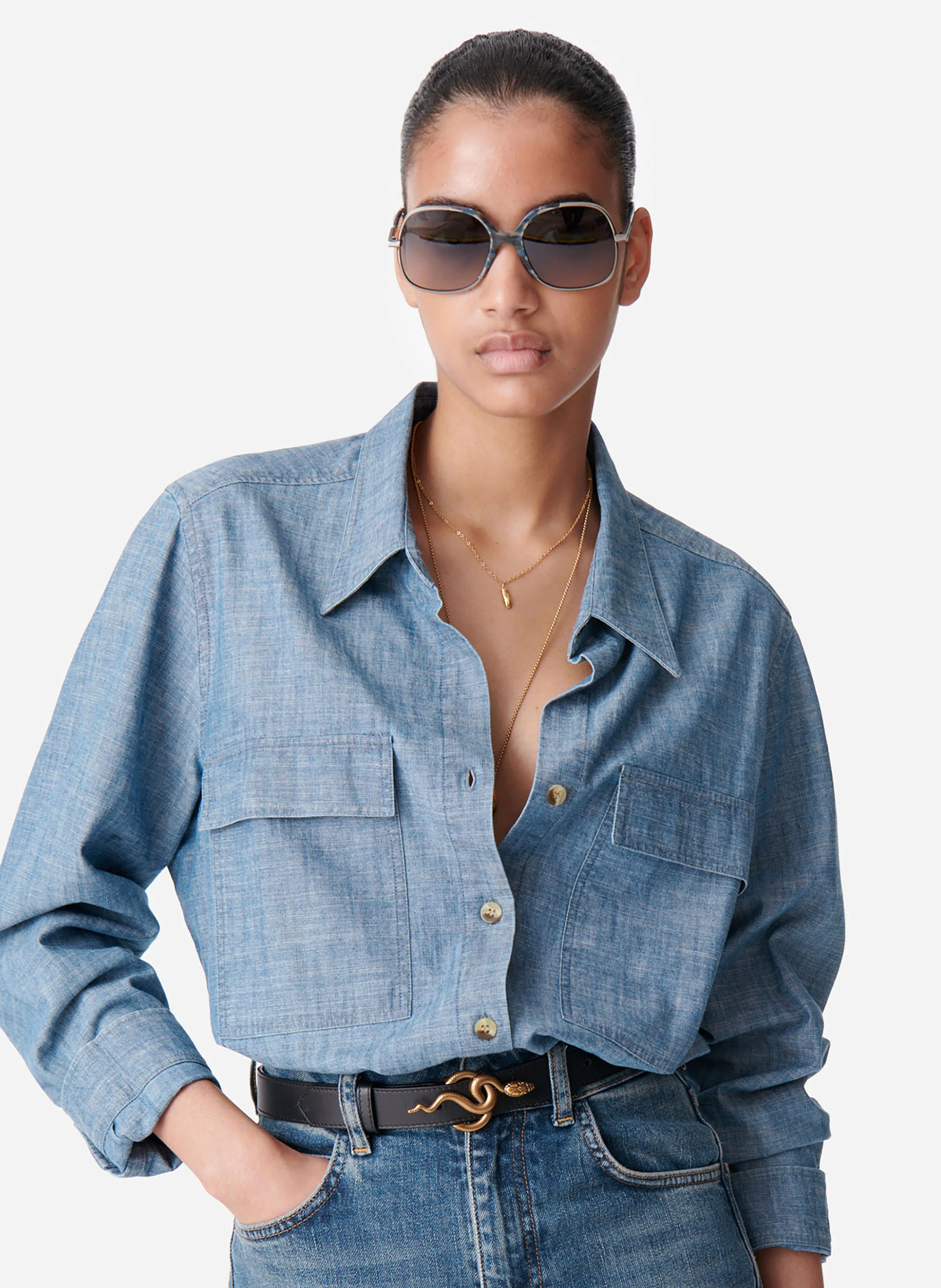 DIM - Chemise col classique en coton | Bleu
