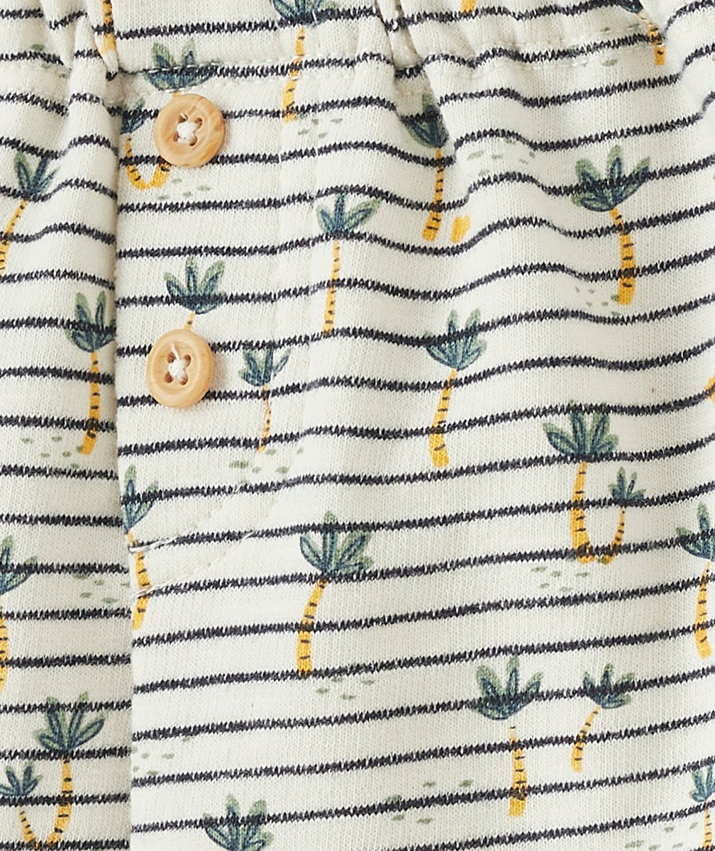 LE BERMUDA BLANC EN COTON IMPRIMÉ PALMIERS