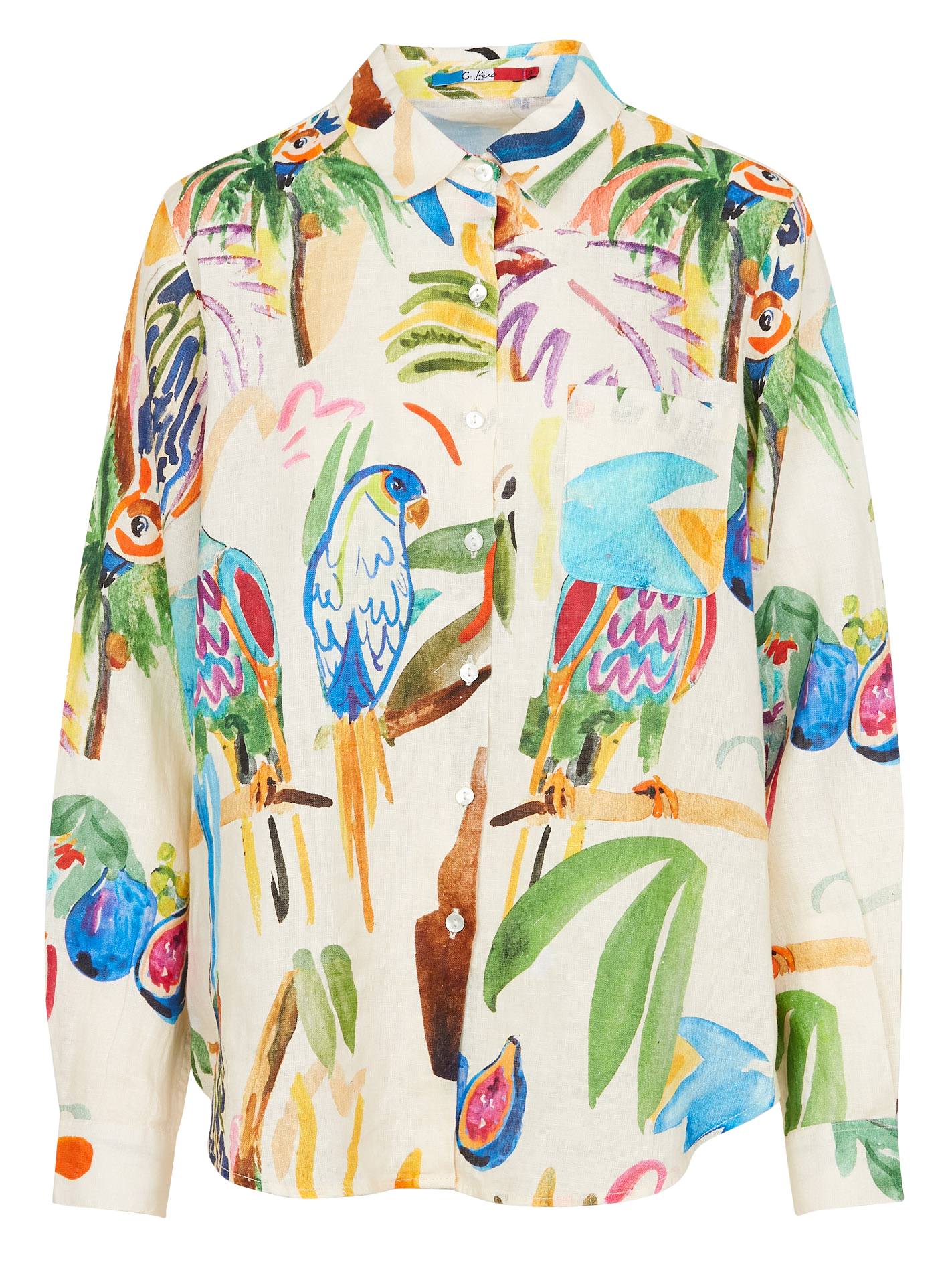 PERRUCHES - Chemise imprimée en lin| Multicolore