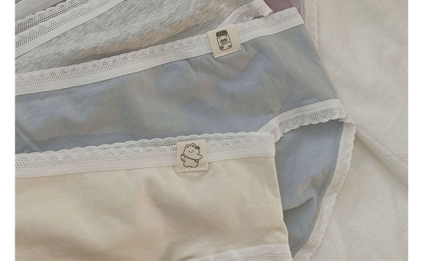 Single Park - Effen panty met kanten rand / set
