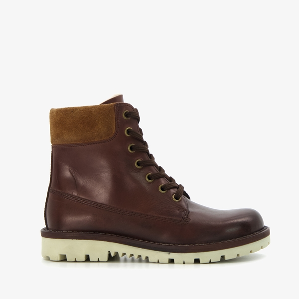 Groot leren jongens veterboots donkerbruin